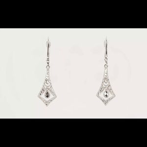 REAL 14k WHITE GOLD LEVER BACK DANGLE EARINGS (2.3g.)